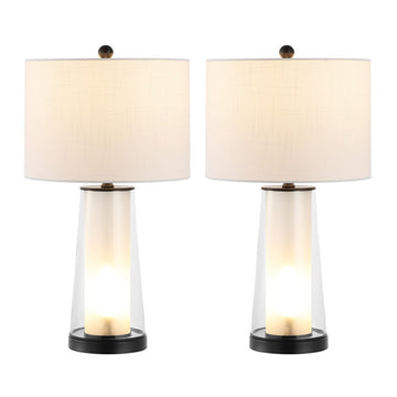 Tryon Modern Minimalist Glass/Iron Nightlight LED Table Lamp - JONATHAN Y
